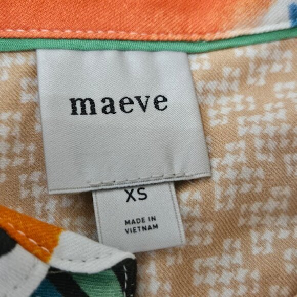 Anthropologie Maeve Button Down Shirt Women XS Alida Contrast Holly Print Blouse - Picture 5 of 7